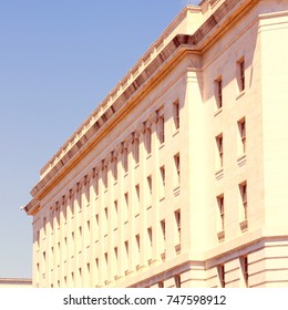 Washington DC, USA. Longworth House Office Building Of House Of Representatives. Vintage Filtered Color Style.