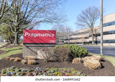 Washington D.C., USA - March 1, 2020: Pragmatics Sign Outside Their Corporate Headquarters In Washington D.C., USA. Pragmatics Delivers Digital Solutions. 