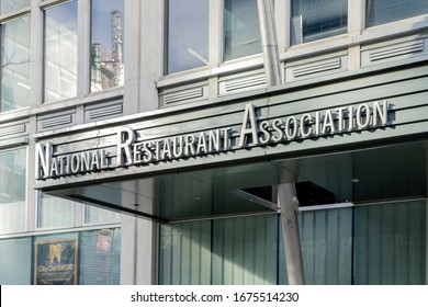 Washington, DC, USA- March 1, 2020: Sign Of National Restaurant Association Above The Entrance To  Their Headquarters In Washington, DC, USA; NRA Is A Restaurant Industry Business Association