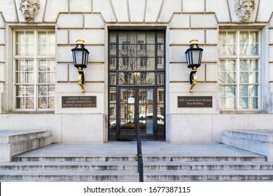 Washington D.C., USA - March 1, 2020: One Of The Entrance Of U.S. Environmental Protection Agency Headquarters (EPA) In Washington D.C., USA. 