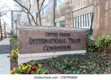 Washington D.C., USA - March 1, 2020:The Sign For The United States International Trade Commission In Washington D.C., USA, A Federal Agency Of The United States. 