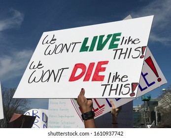Washington D.C, USA, March 24, 2018. March For Our Lives Protest. 

This Protest Was In Response To The Parkland Shooting In Florida. 