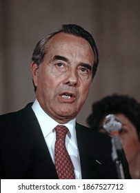 Washington, DC. USA, March 29, 1988
In The Caucus Room Of The Russell Senate Office Building, American Politician US Senator Bob Dole Announces His Withdrawal From His Presidential Campaign
