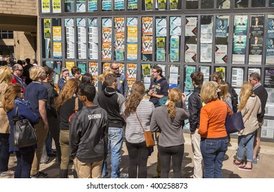 WASHINGTON, DC, USA -  MARCH 30, 2016: Parents And Prospective Students Listen To Guide During Campus Tour, George Washington University.