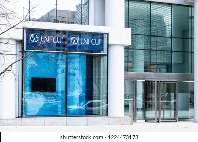 Washington DC, USA - March 9, 2018: United Nations Federal Credit Union, UNFCU, Office, Bank, Branch In District Of Columbia, Banking For World Bank And IMF