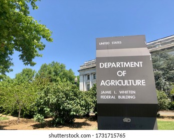 Washington, DC / USA - May 12, 2020: The Jamie L. Whitten Federal Building Of The Department Of Agriculture On The National Mall In Washington DC.