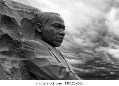 WASHINGTON DC, USA - MAY 17 2018 - martin luther king memorial on cloudy day