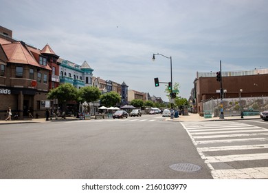 Washington, DC USA - May 21, 2022: Intersection Of 18th St NW And Columbia Rd NW At Adams Morgan