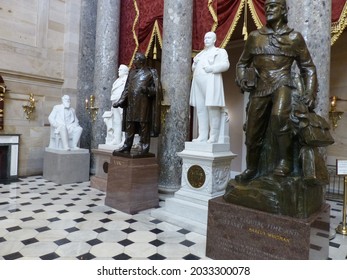 Washington DC, USA - November 2019: Picture Showing Sculptures Inside The Capitol Building. 