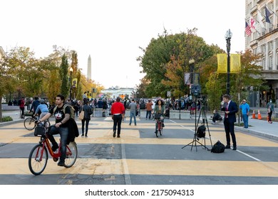 Washington, DC USA - November 6 2021: Presidential Election Signs And Demonstrations Outside The White House