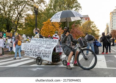 Washington, DC USA - November 6 2021: Presidential Election Signs And Demonstrations Outside The White House