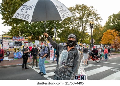 Washington, DC USA - November 6 2021: Presidential Election Signs And Demonstrations Outside The White House