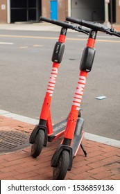 Washington, DC / USA - Oct 13th 2019: Scooters In Adams Morgan For Sightseeing 