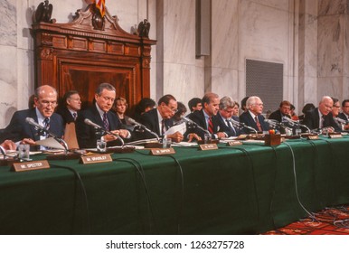 WASHINGTON, DC, USA - OCTOBER 11, 1991: U.S. Senate Judiciary Committee, During Supreme Court Nominee Clarence Thomas Hearing.