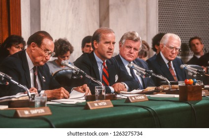 WASHINGTON, DC, USA - OCTOBER 11, 1991: U.S. Senate Judiciary Committee, during Supreme Court nominee Clarence Thomas hearing.
