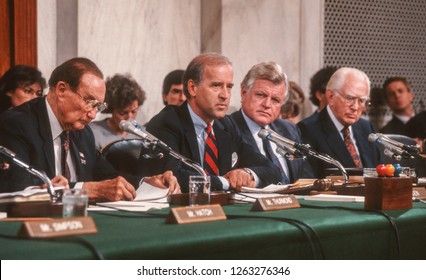 WASHINGTON, DC, USA - OCTOBER 11, 1991: U.S. Senate Judiciary Committee, During Supreme Court Nominee Clarence Thomas Hearing.