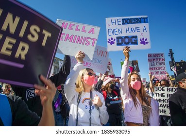 WASHINGTON D.C., USA - OCTOBER 17, 2020: A Woman Holds A Sign That Says 