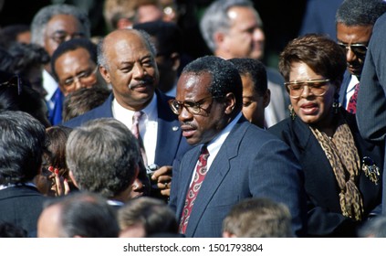 Washington DC. USA, October 18, 1991
Clarence Thomas After Being Sworn As Associate Justice Of The United States Supreme Court By Justice Bryon White On The White House South Lawn Greets Well Wishers