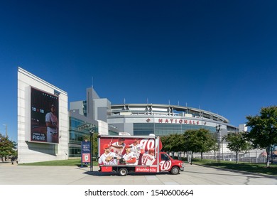 Washington, DC / USA October 24, 2019: Washington Nationals Stadium Is Preparing To Host Game 3 Of The World Series Tomorrow Night, With Washington Up 2 Games To None Against The Houston Astros.