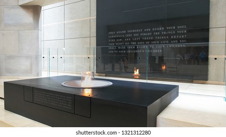 WASHINGTON, DC, USA - SEPTEMBER 10, 2015: The Eternal Flame In The Hall Of Remembrance At The Us Holocaust Memorial Museum In Washington