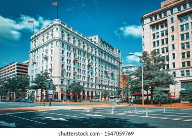 Washington, DC, USA - September 10,2017 : Urban Cityscape Of Washington, Downtown District,Bank Of America Financial Center.