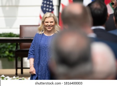 Washington DC, USA - September 15, 2020: Sara Netanyahu Participates In The Signing Ceremony Of The Abraham Accords  Between Israel, UAE And Bahrain At The White House In Washington, DC.  