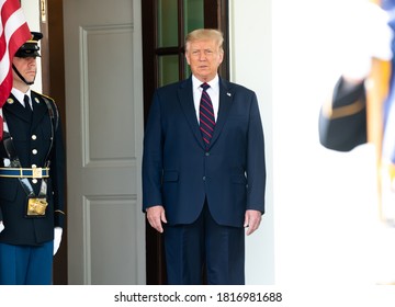 Washington DC, USA - September 15, 2020: President Donald Trump Participates In The Signing Ceremony Of The Abraham Accords  Between Israel, UAE And Bahrain At The White House In Washington, DC.  