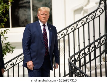 Washington DC, USA - September 15, 2020: President Donald Trump participates in the signing ceremony of the Abraham Accords  between Israel, UAE and Bahrain at the White House in Washington, DC.  