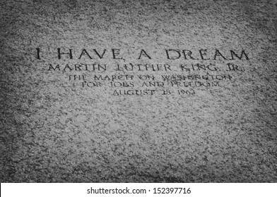 WASHINGTON DC, USA - SEPTEMBER 30, 2009: An Inscription On The Floor Of The Lincoln Memorial Marks The Spot From Which, In August 1963, Martin Luther King Jr. Delivered His 