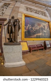 WASHINGTON DC, USA - SEPTEMBER 4, 2018: Aspects From The Interior Of The Washington Capitol Hill Dome.