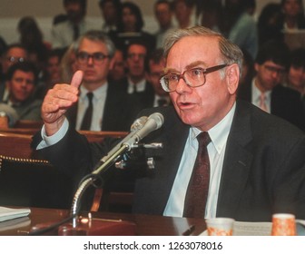 WASHINGTON, DC, USA - SEPTEMBER 4, 1991: Warren Buffett, Chairman Salomon Brothers, testifies before U.S. House Subcmte. on Telecommunications.