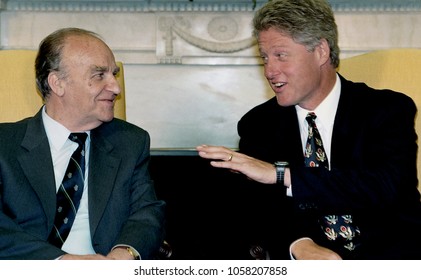 Washington, DC., USA, September 8, 1993
Alija Izetbegovic Chairman Of The Presidency Of Bosnia And Herzegovina Meets With President WIlliam Clinton In The Oval Office Of The White House.
