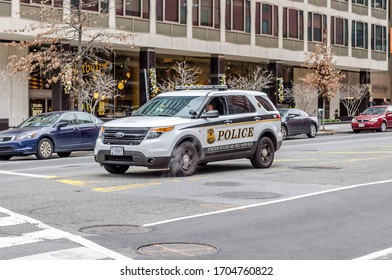 Washington DC, VA, USA - Dec 27th 2014: US Secret Service Vehicle. Police SUV Passing By The Avenue