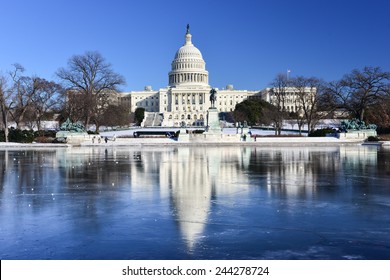 Washington DC In Winter - The Capitol In Snow