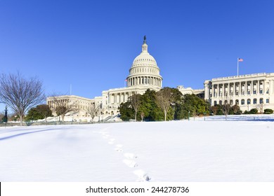 Washington DC In Winter - The Capitol In Snow