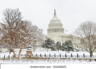 Washington DC In Winter - The Capitol In Snow 