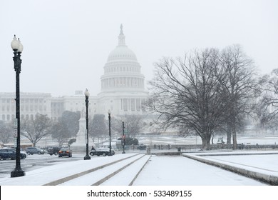 Washington DC In Winter - The Capitol Under Snow