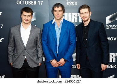 WASHINGTON, DC-OCT 15: NHL Players Dmitry Orlov (L), Alex Ovechkin (C) And Evgeny Kuznetsov Of The Washington Capitals At 