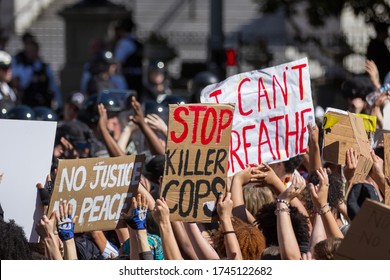 WASHINGTON DC/USA- 30 MAY 2020: Black Lives Matter Protestors Clash With Law Enforcement In Washington DC