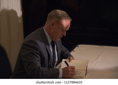 Washington, DC/USA - August 13 2018: Former White House Press Secretary Sean Spicer Speaks At The National Press Club