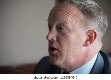 Washington, DC/USA - August 13 2018: Former White House Press Secretary Sean Spicer Speaks At The National Press Club