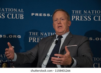 Washington, DC/USA - August 13 2018: Former White House Press Secretary Sean Spicer Speaks At The National Press Club