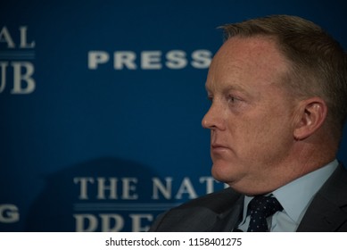 Washington, DC/USA - August 13 2018: Former White House Press Secretary Sean Spicer Speaks At The National Press Club