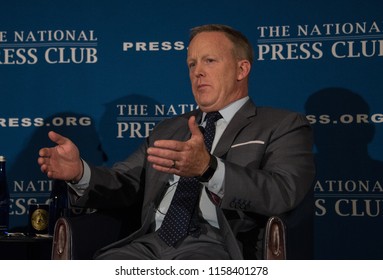 Washington, DC/USA - August 13 2018: Former White House Press Secretary Sean Spicer Speaks At The National Press Club