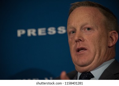 Washington, DC/USA - August 13 2018: Former White House Press Secretary Sean Spicer Speaks At The National Press Club