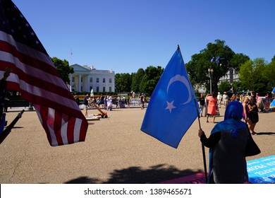 Washington, DC/USA – July 18, 2018: Uyghur Demonstrators At The White House Demanding The Trump Administration End The Persecution Of The Muslim Minority In East Turkistan, China.