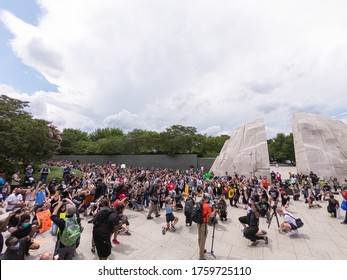 Washington D.C./USA- June 19th, 2020: Black Lives Matter Protesters Gathering At The MLK Memorial.