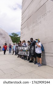 Washington D.C./USA- June 19th, 2020: Black Lives Matter Protesters Gathering At The MLK Memorial.