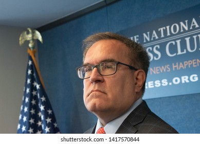 Washington, DC/USA - June 3, 2019: Environmental Protection Agency Administrator Andrew Wheeler speaks at the National Press Club