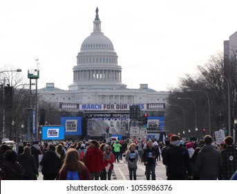 WASHINGTON, DC/USA- MARCH 24, 2018: Hundreds of thousands of students and adults March For Our Lives demanding gun reform and a safer country in Washington, DC on March 24, 2018.